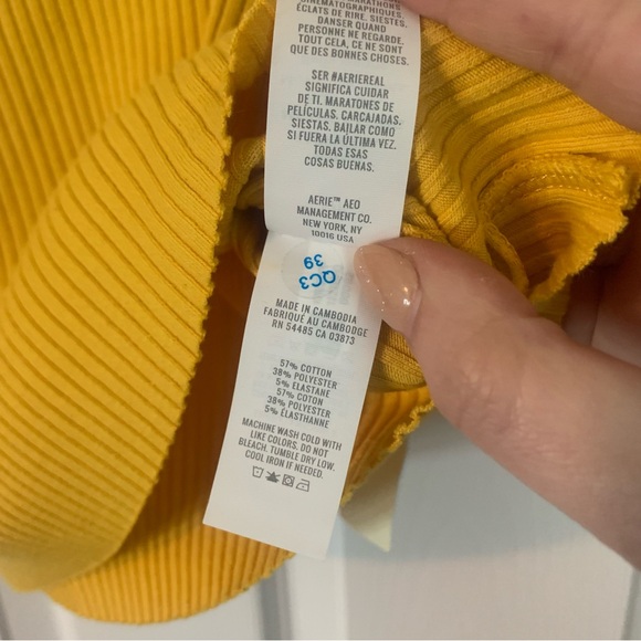 NWT Aerie Mustard Yellow Ribbed Crop Top, size S - Picture 4 of 7